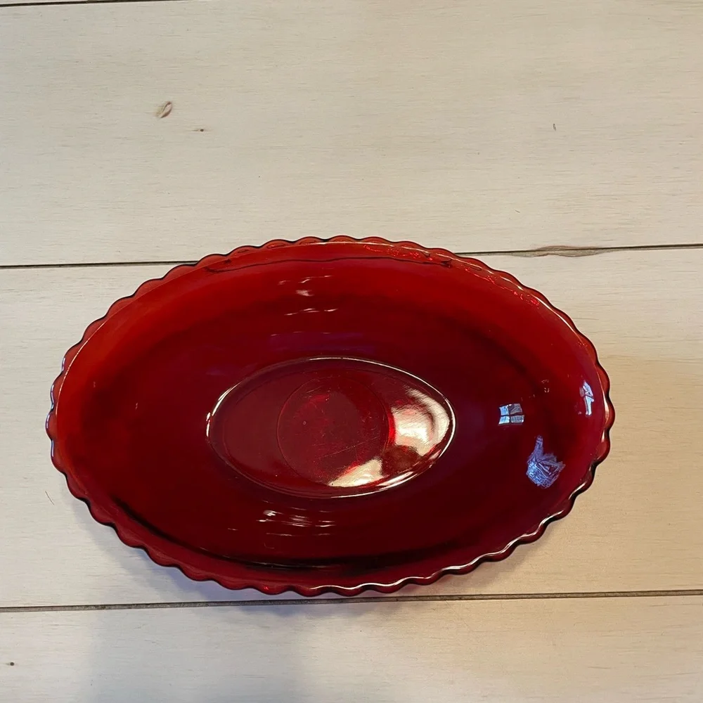 Vintage Anchor Hocking Royal Ruby Oval Vegetable Bowl Excellent Condition! - Picture 3 of 4